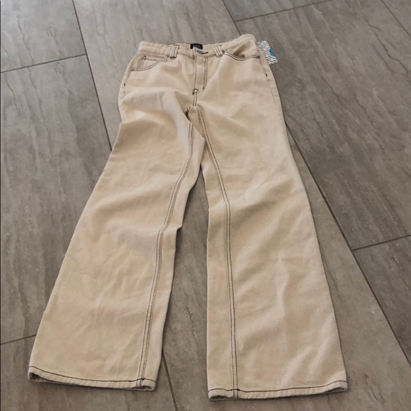 cream wide leg jeans
